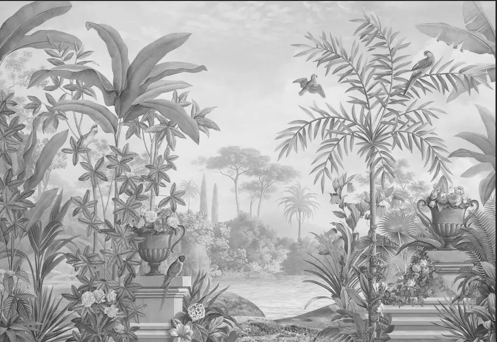 Пользовательские обои Европейский черный и белый цвет ручная роспись