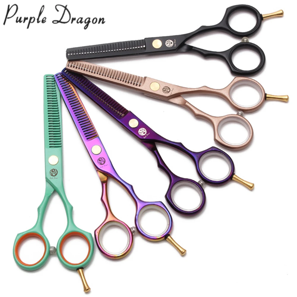 

Suit 5.5" 16cm JP Stainless Purple Dragon Black Cutting Shears Thinning Scissors Hairdresser's Shears Salon Hair Scissors