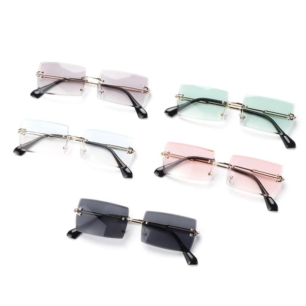 

for Men and Women Summer Rimless Sunglasses Fashion Small Rectangle Sun Glasses Traveling Style UV400 Sun Shades Eyewear