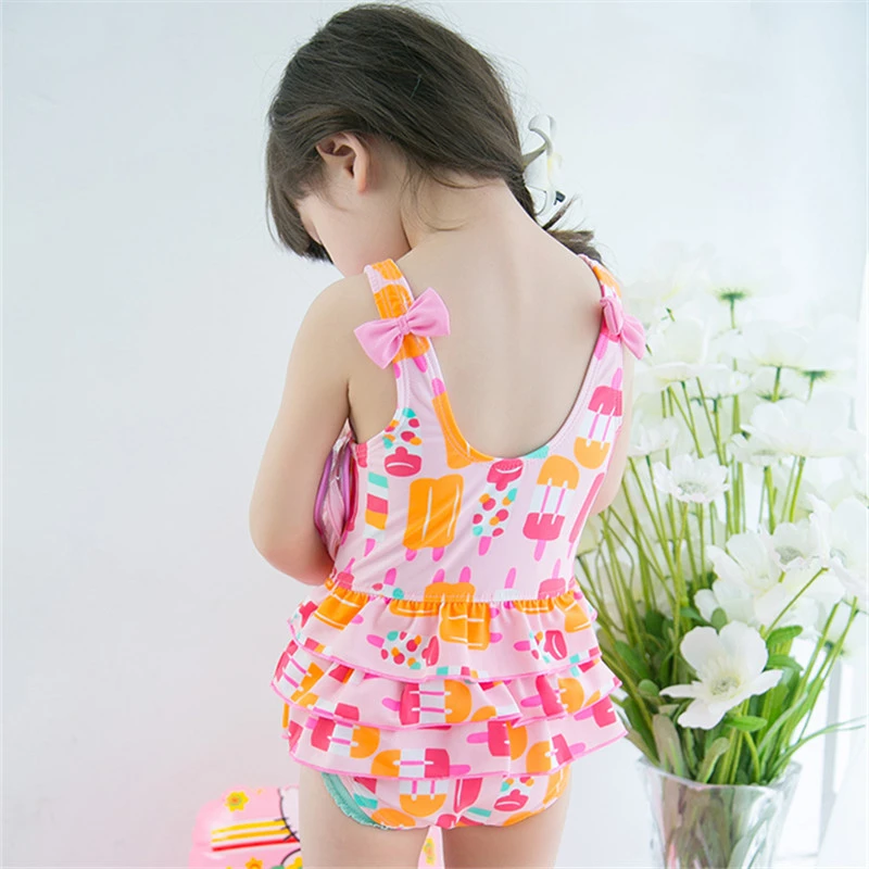 Купальный костюм для девочек 1 предмет От до 8 лет детский купальник с рисунком