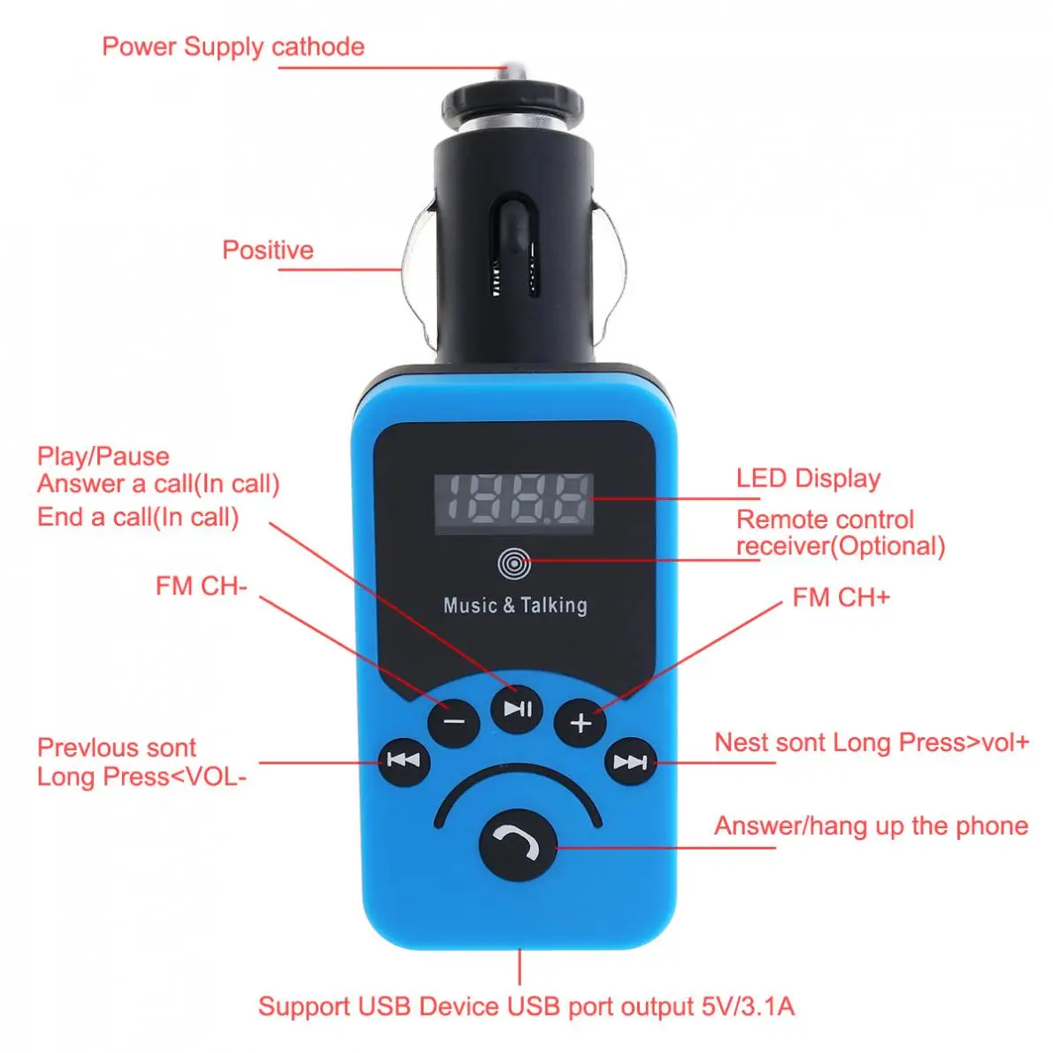 Автомобильный ЖК-синий Bluetooth MP3 музыкальный плеер комплект авто радио Hands-free