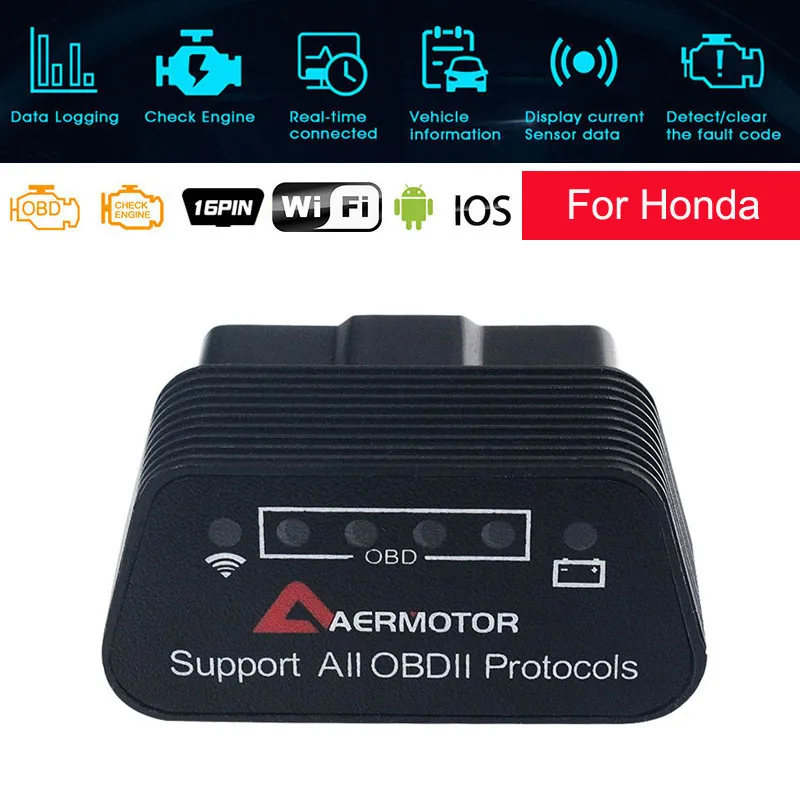 

OBD Scanner for Honda Civic CRV Accord Odyssey Jazz 25K80 WIFI ELM327 OBD2 Scanner OBDII Code Reader Scaner Car Diagnostic Tools