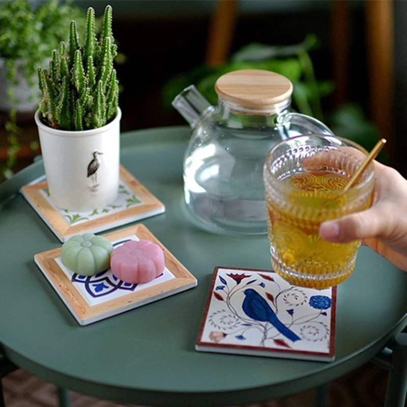 Керамические подставки Cutelife в скандинавском стиле для напитков пробковый