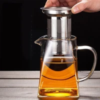 tea pots heat resistant glass teapot with steel infuser clear n4 filter kettle baskets square heated container good