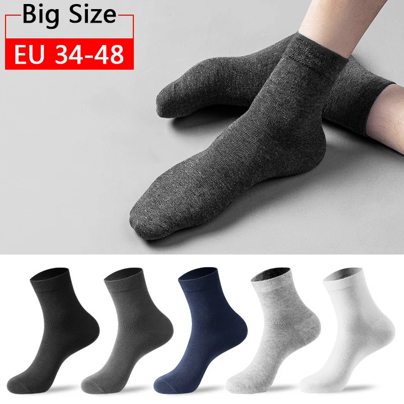 

10pcs=5pairs Men Cotton Socks Classic Black Business Men Socks Soft Breathable Summer Winter for Male Socks Plus Size EU46,47,48
