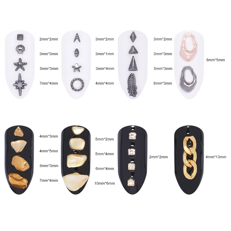 6 коробок металлические цепочки узоры листьев Стразы для ногтей в колесиках 3D