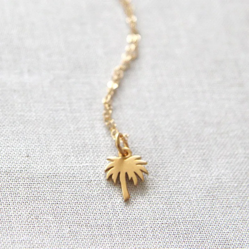 Новое модное Золотое серебряное пальмовое ожерелье из дерева подвеска