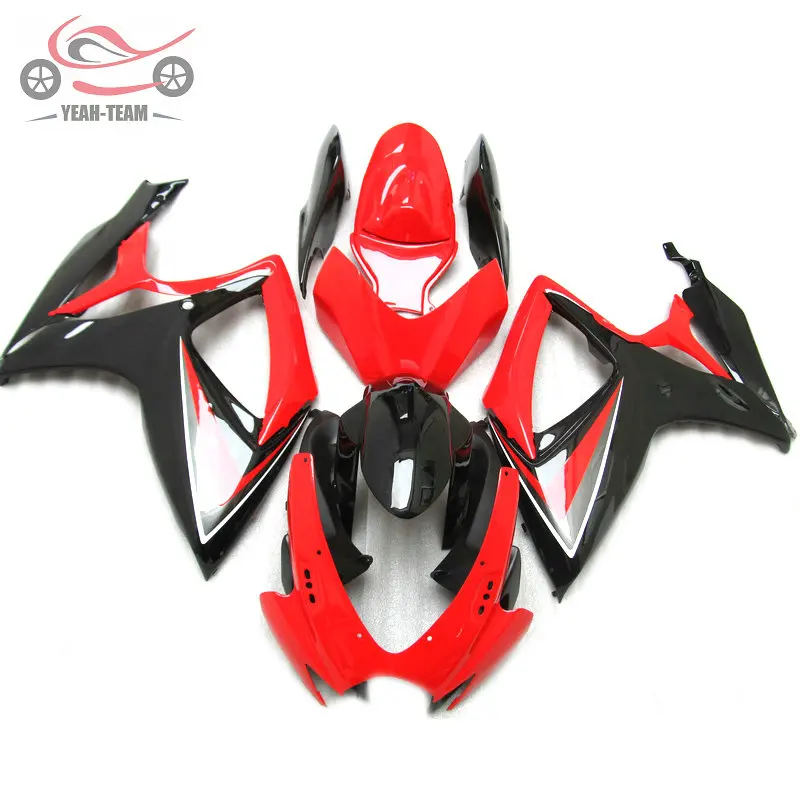 

100% fit Injection fairing kits for SUZUKI K6 2006 2007 GSXR600 R750 red black motorcycle Chinese fairings GSX R750 600 06 07