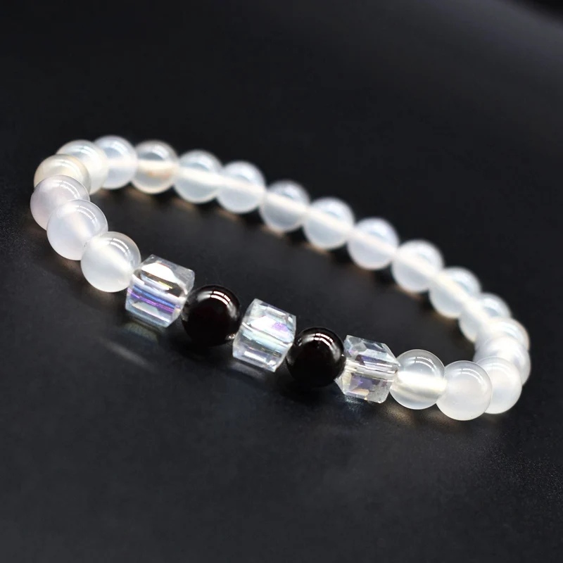 2019 new natural white carnelian bracelet color geometric crystal ladies charm jewelry high quality garnet | Украшения и