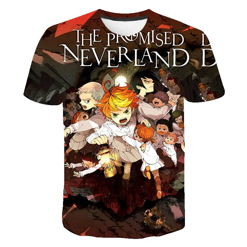 

Hot Anime The Promise Neverland Printed 3D T-shirt 2021 Summer Casual Fashion Streetwear Shirts Cool Men Women Children Tee Tops