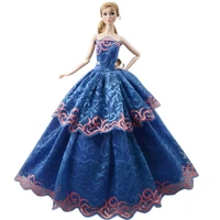 16 bjd clothes blue floral off shoulder wedding party gown for barbie dolls clothes fashion lace dress 11 5 doll accessory toy