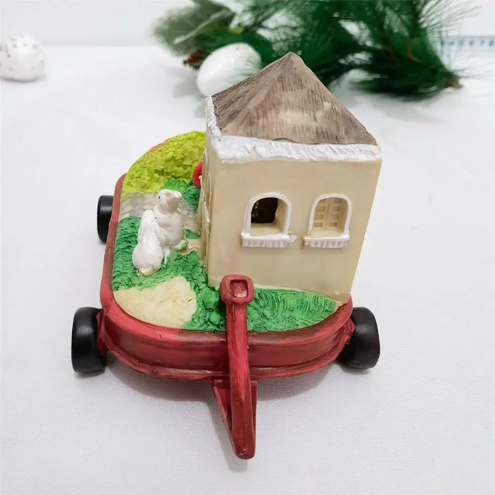 Estatuillas en miniatura de navidad, Mini ornamento de resina de Santa Claus, estatua de casa de jard&iacute;n al aire libre, Patio, adorno de c&eacute;sped para navidad-3