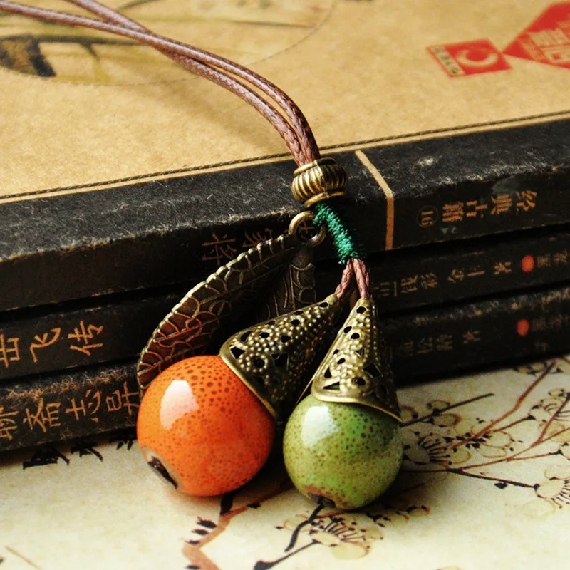 1 шт. классическое женское ожерелье винтажное керамическое колье с бусинами на