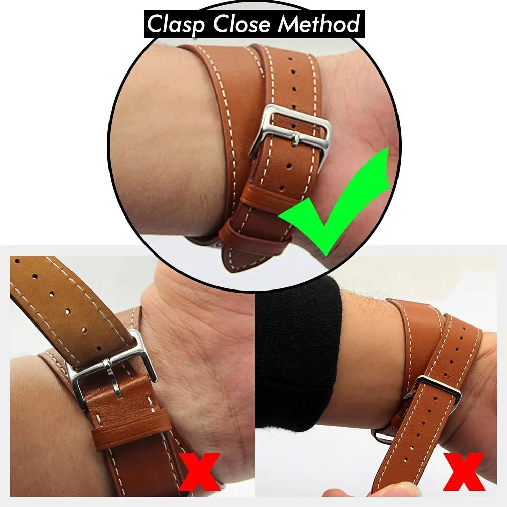 

Double Tour Strap for Apple watch band 44mm/40mm 42mm/38mm Genuine Leather watchband belt bracelet iWatch series 5 4 3 se 6 band