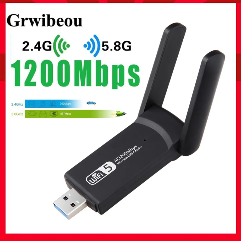 

Wireless USB 1200Mbps WiFi Adapter Dual Band 2.4G/5Ghz Mini USB WIFI Lan Adapter Dongle 802.11ac Receiver For PC Laptop Desktop