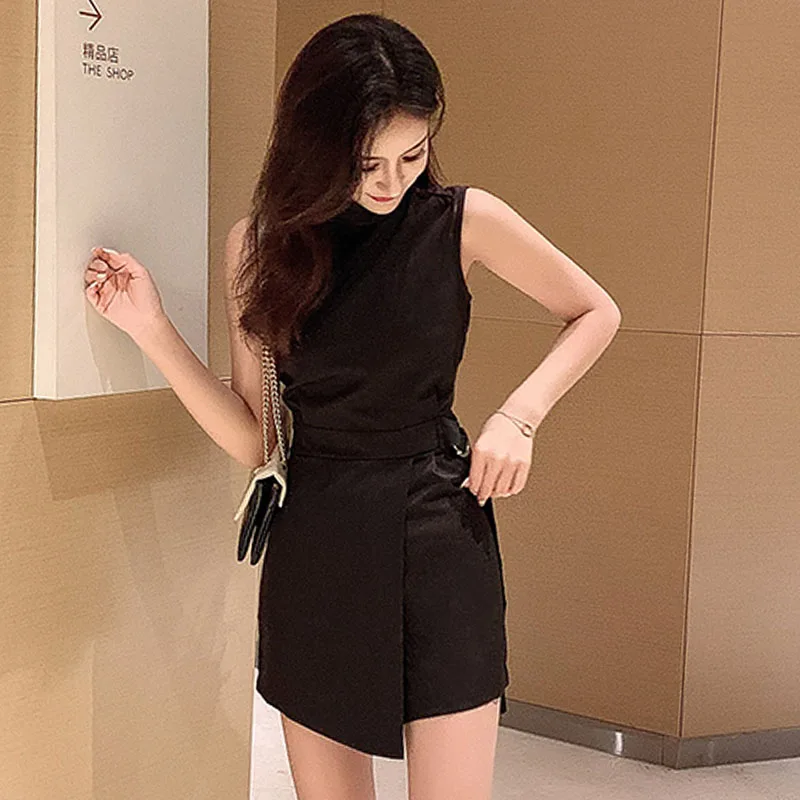 Комбинезон Женский Повседневный однотонный с завышенной талией Элегантный