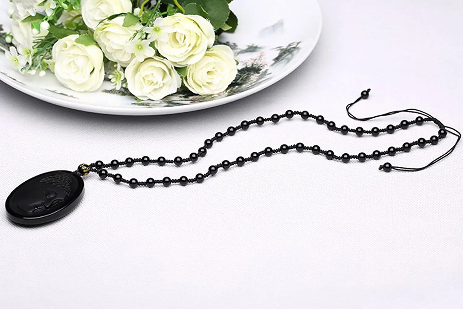 LETSFUN Fine Jewelry Hand Carved Natural Obsidian Sakyamuni Buddha A Necklace Pendant Free Shipping | Украшения и аксессуары