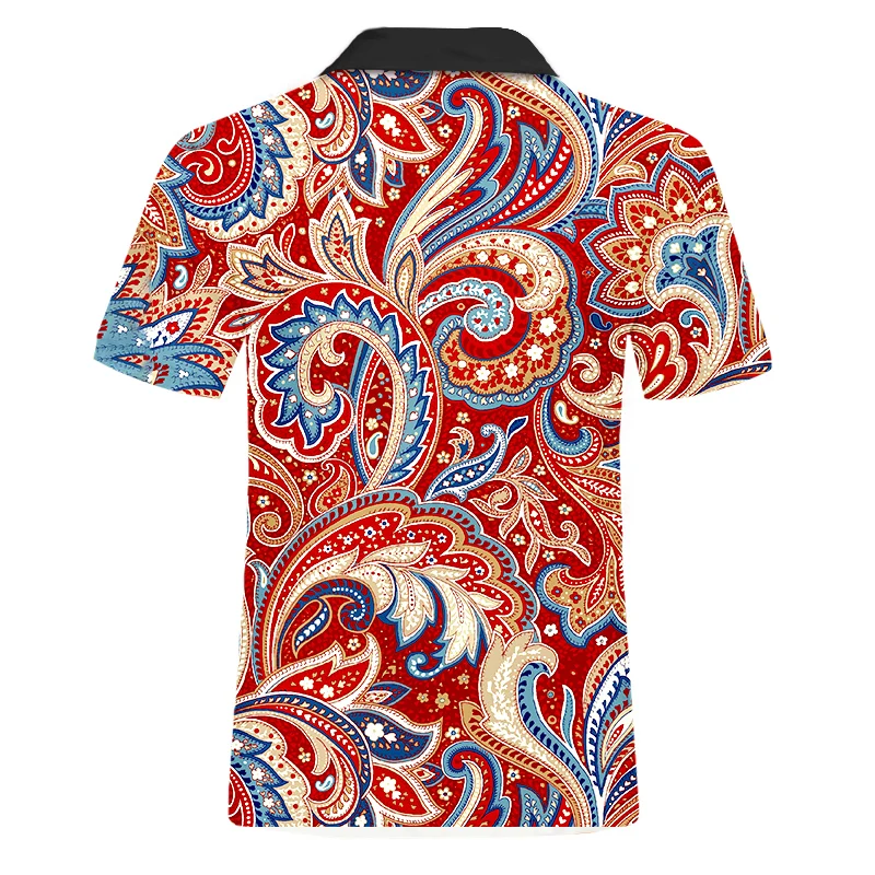 IFPD Hot sale New Paisley high quality Polo Shirt Men Casual 3D Print Floral Muti Color Breathable printing Polo shirt oversize