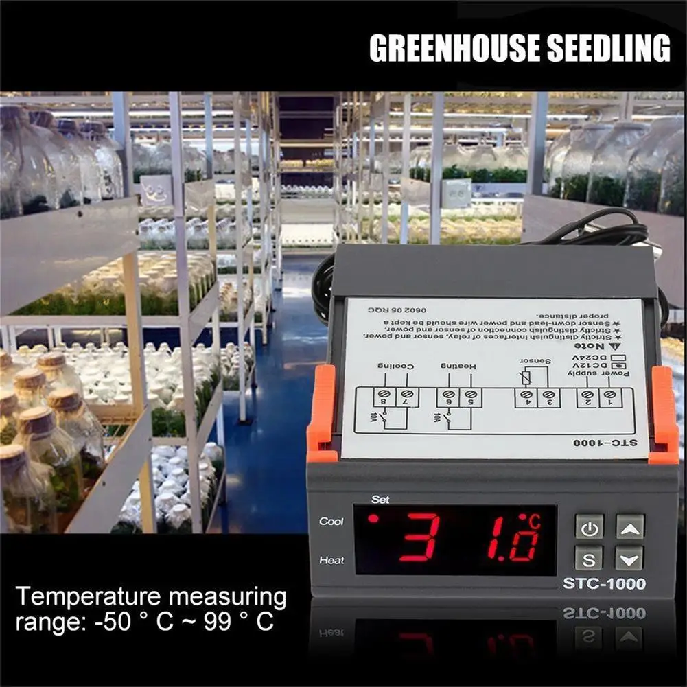 

AMYGOJJ Electronic Digital Microcomputer Temperature Controller Thermostat Instrument STC-1000 for Greenhouse Cultivation