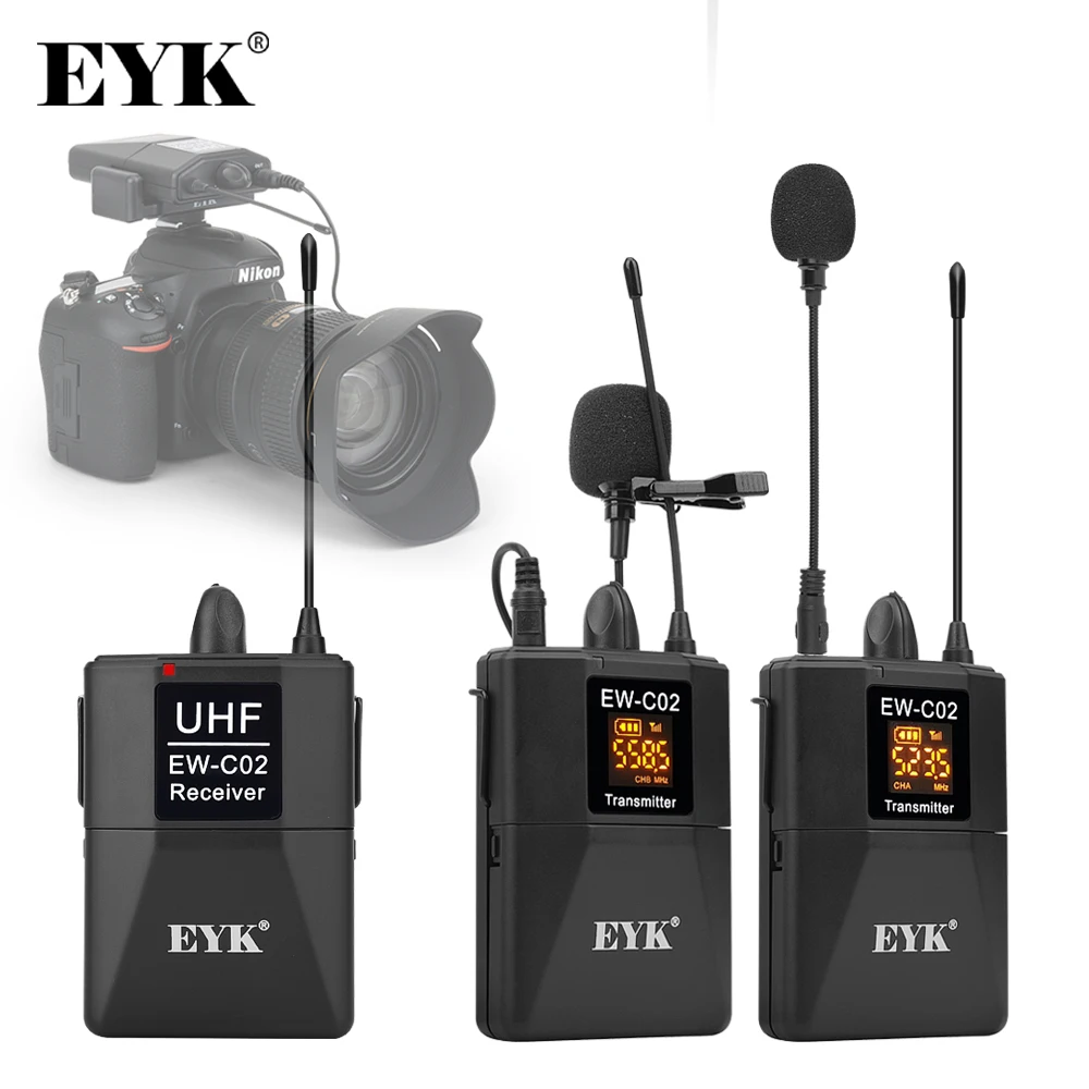 

Для EYK EW-C02 30 каналов UHF беспроводной двойной петличный микрофон система 60 м Диапазон для цифровой зеркальной камеры Запись телефонных интер...