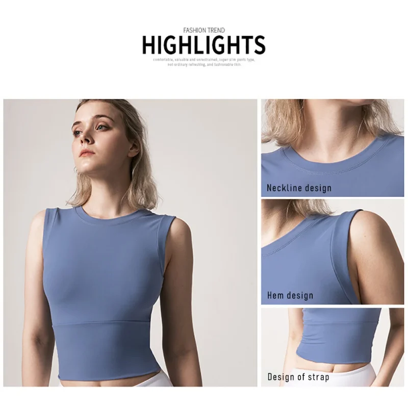 

Ladies' Tight-Fitting Yoga Fitness Sleeveless Vest Running Quick-Drying Sports Tank Tops With Chest Pad