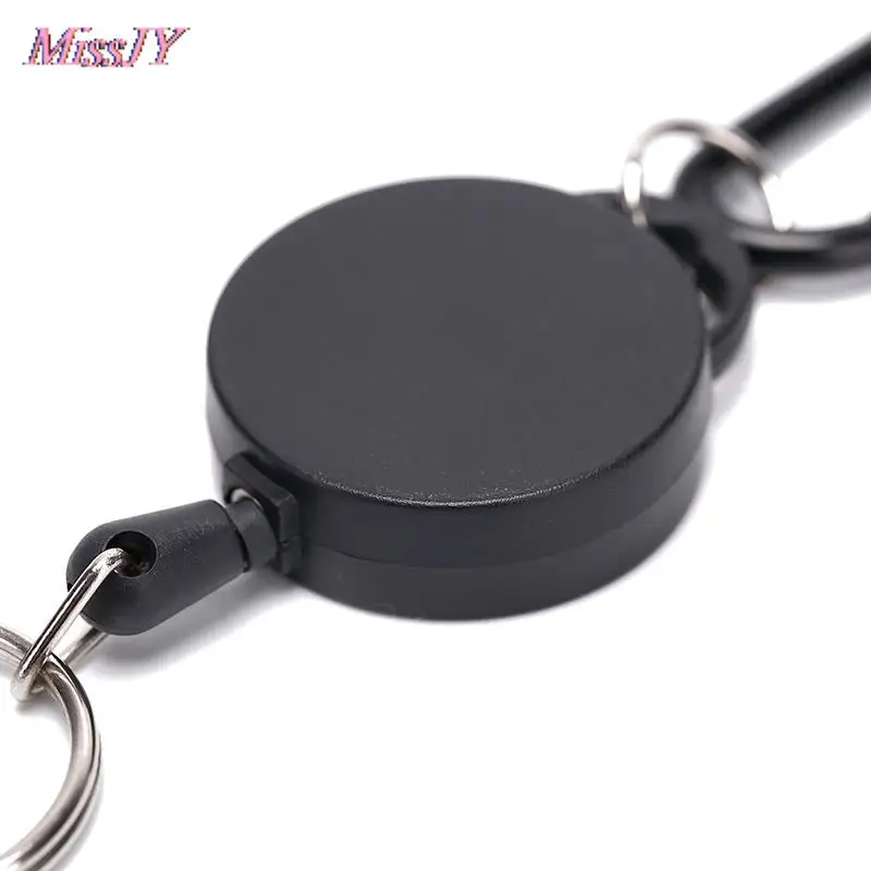 Key Ring Keyring Steel Cord black Wire Rope Keychain Badge Reel Retractable Recoil Anti Lost Ski Pass ID Card Holder 6.5*3.2cm | Украшения