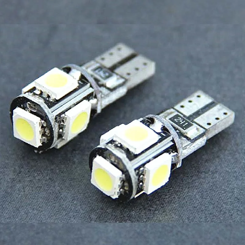 

2 шт. T10 CANBUS W5W 5050 5SMD чтение купольная лампа автомобиля светодиодный 168 194 192 AC/DC 12V номерной знак лампы маркер светильник Клин светильник s Белый
