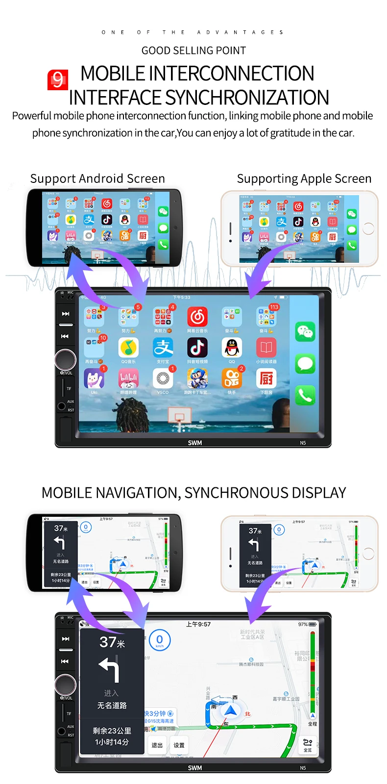360° Reversing Image Radio Carplay 2 Din Radio Coche Autoradio Bluetooth Mirror Link 2din Car Stereo Audio Radios USB FM AUX TF
