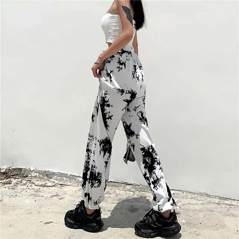 

Fashion Women Pants Tie Dye Sweatpants Casual Hip Hop Style Drawstring Elastic Waist Active Jogging Trousers Pocket Bottoms