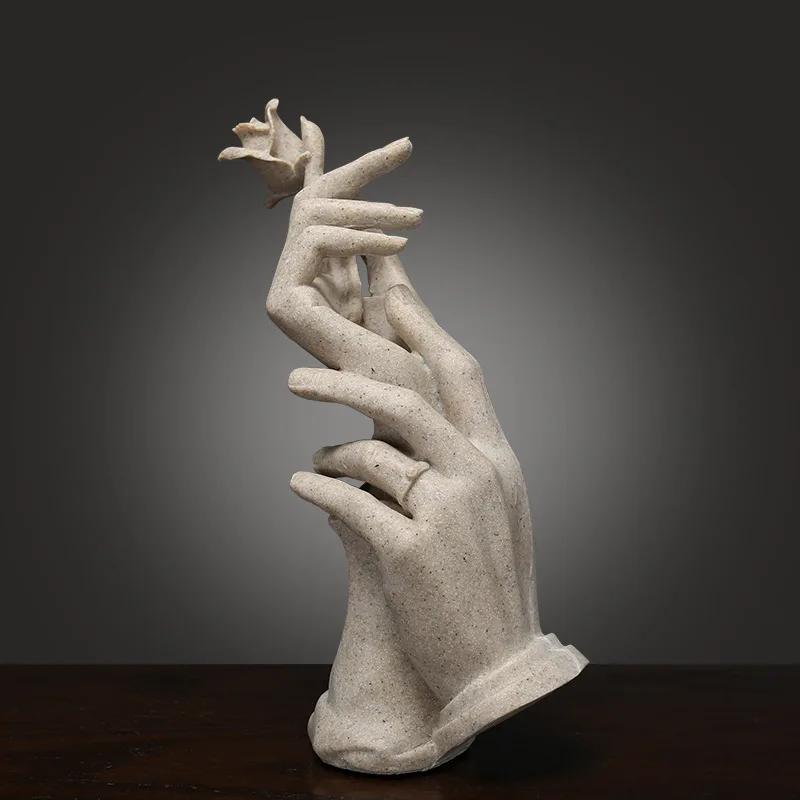 

Скандинавская креативная Художественная Скульптура «рука в Розе», абстрактная статуя, ремесла, украшения для гостиной, Статуэтка из смолы, ...