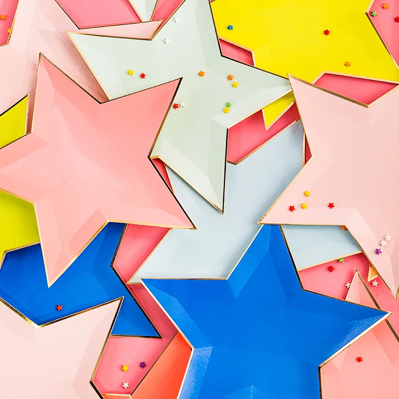 8 шт смешанные цвета Золотая фольга звезда бумажные тарелки украшение партии