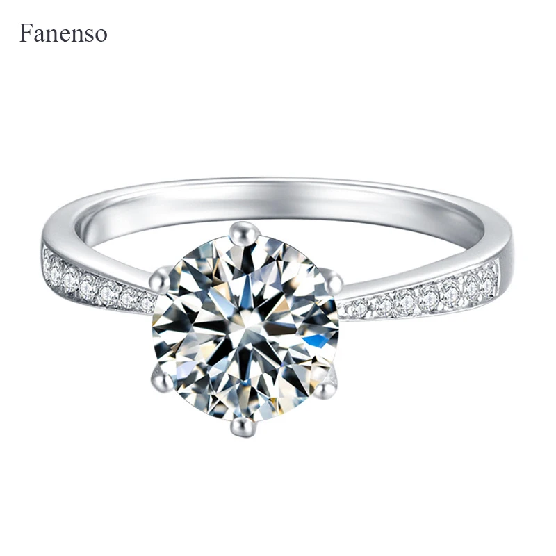 

Fanenso Half Arm Micro-Inlay Six-Claw 2 Carat Moissanite Wedding Ring 925 Silver Plated 18K Gold Women Fashion Jewelry Gift