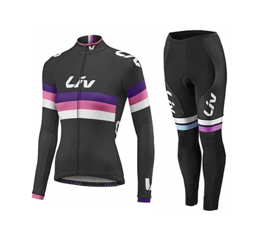 Shorts suit LIV Pro Team Велоспорт Джерси Набор быстросохнущая весна/осень женский длинный рукав Джерси Велоспорт комбинезон Mtb Ropa Ciclismo Hombre - Цвет: Shorts suit