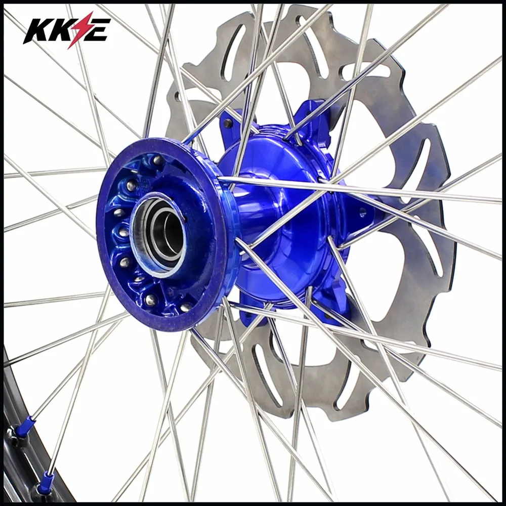 KKE 21/19 Литые колеса мотоцикла обода Набор для YAMAHA YZ125/250 99-19 YZ250F 2001- YZ450F 2003- синяя звездочка