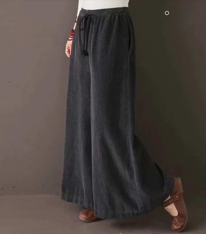 Весна Осень 2020 женские брюки большого размера свободные вельветовые Новая