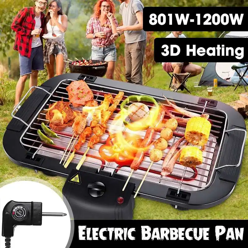 

1600W Electric BBQ Grills Griddles Non-stick Surface Hot Plate Kitchen Teppanyaki 5 Adjustable Temperature Incredibly Versatile