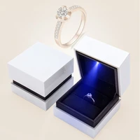 square classic ring box led lighted jewelry storage container case best gift for christmas