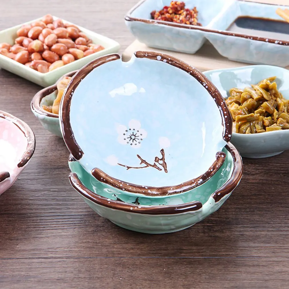

Japanese-Style Creative 3 Colors Snowflake Glaze Hexagonal Circular Ceramic Plum-Shaped Ceramic Dish Sauce Dish Kitchen Supplies