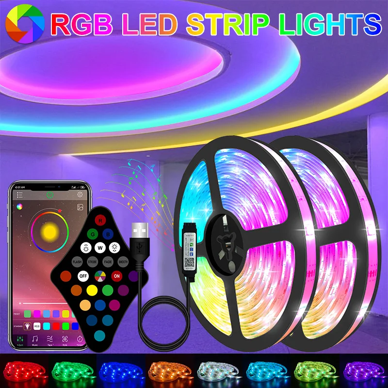 

USB RGB SMD Bluetooth Светодиодная лента 5050 DC5V Гибкая лампа лента Диодная ТВ фоновое освещение светодиодные ленты управления