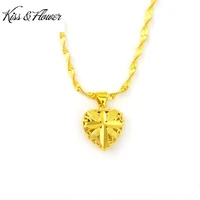 kissflower nk07 fine jewelry wholesale hot fashion woman girl birthday wedding gift flower heart 24kt gold pendant necklace