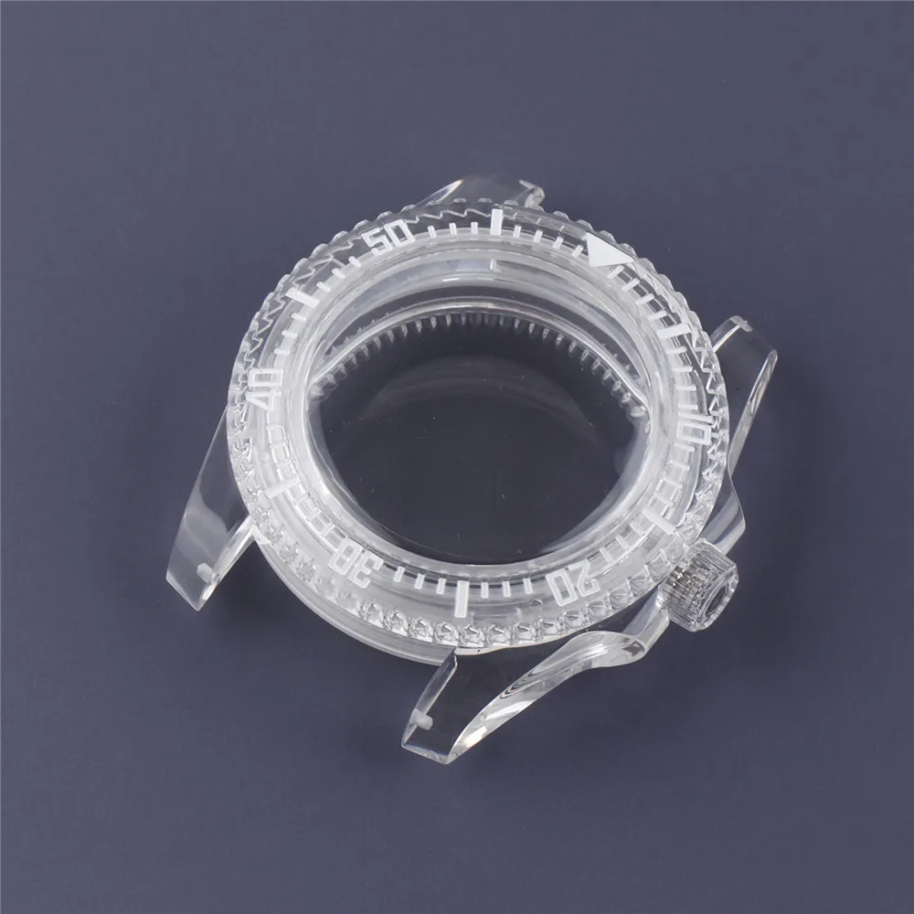 40mm SUB Plastic Transparent Cover Watch Case Kits for NH35A/NH35/NH36/4R/7S Watch Movement Repair Part
