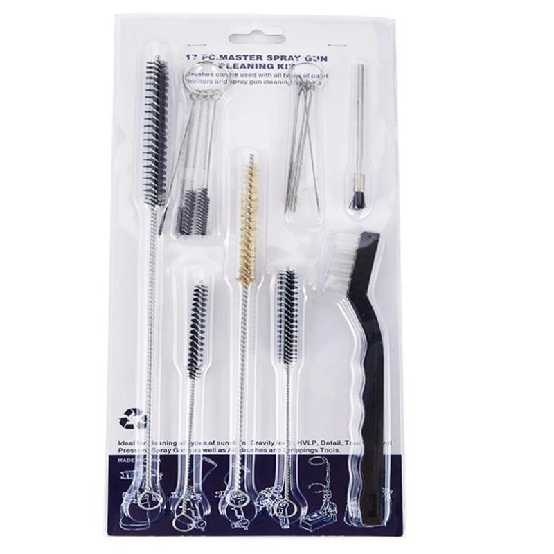 

17pcs Airbrush Spray Gun Cleaning Kit Stainless Steel Needle & Brush Set Spray Guns Clean Accessories Repair Tool