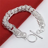 wholesale price 925 sterling silver chain link bracelet for women men trendy jewelry cuff bracelet top quality wholesale price