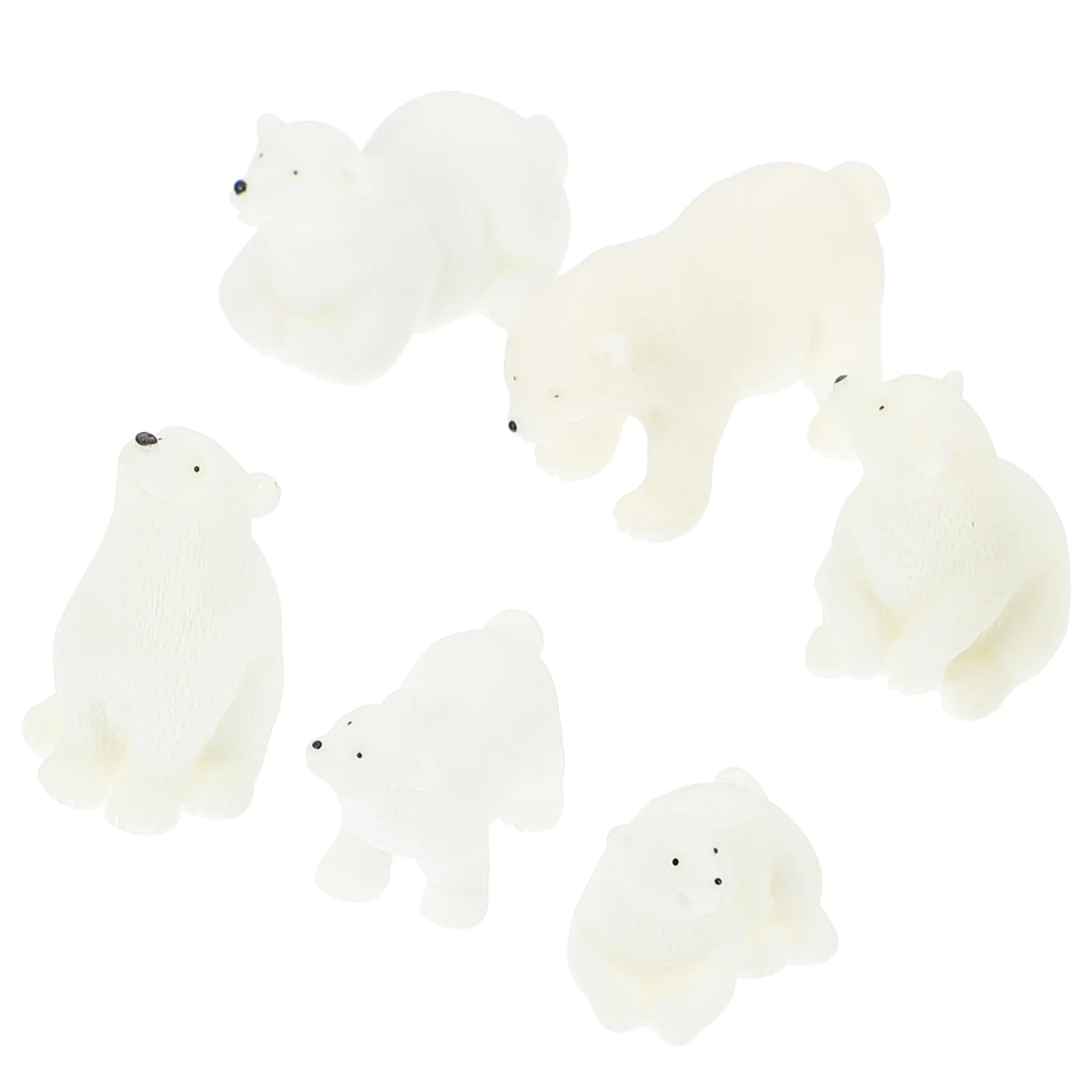 

6 Pcs Simulation Arctic Bear Adorns Polar Bear Figures Model Animals Figurines