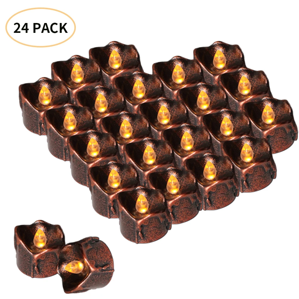 12/24pcs Creative LED Candle Light Plated Tear Battery Powered Halloween Christmas Wedding Birthday Party Decoration | Дом и сад
