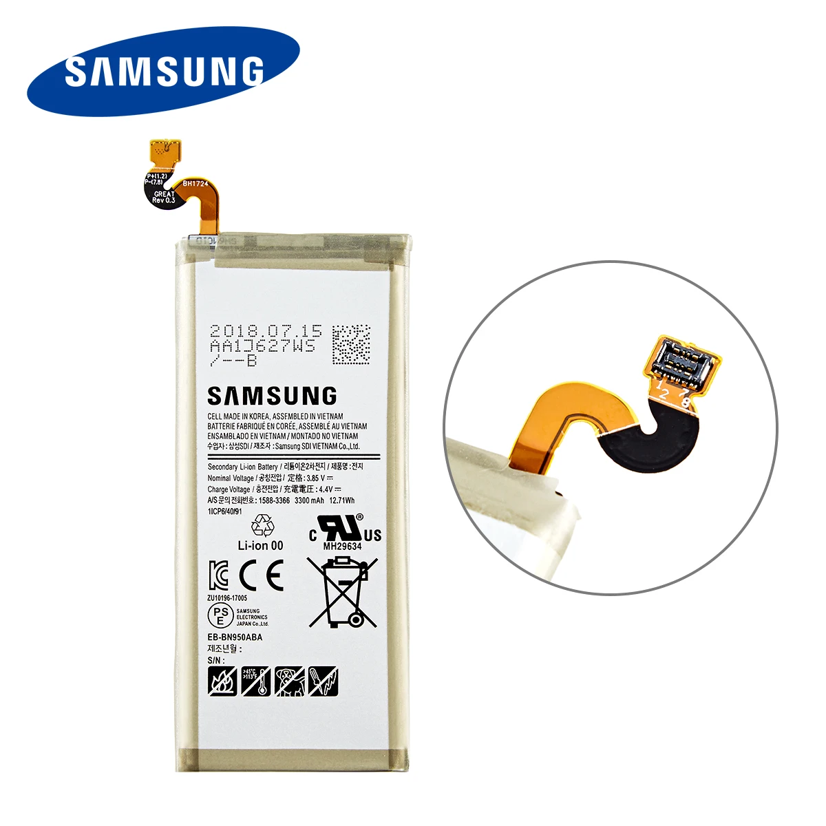 Оригинальный телефон SAMSUNG аккумулятор 3300 мАч для Samsung GALAXY Note 8 N9500 N9508 EB-BN950ABA N950F N950U