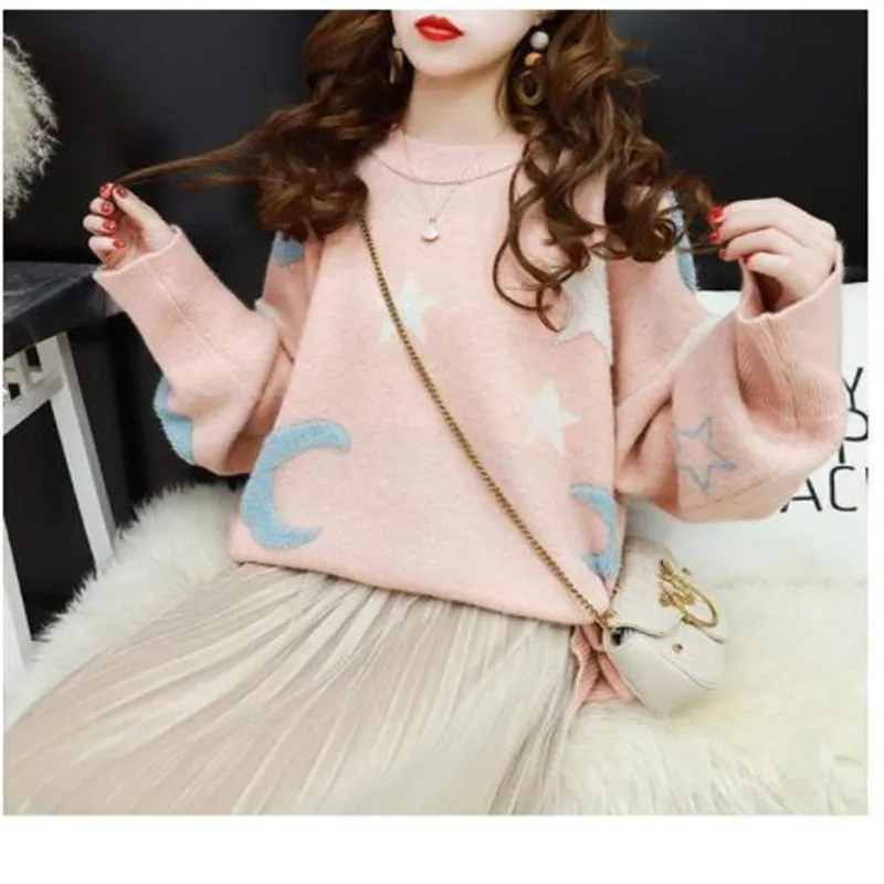 2020 милые женские вязаные топы джемпер женский свитер Пуловеры на осень и весну с