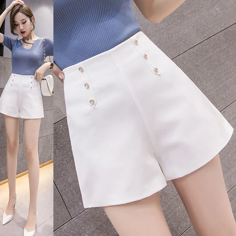 

Hot Selling Women High Waist Button Shorts Office Lady Casual Shorts for Summer