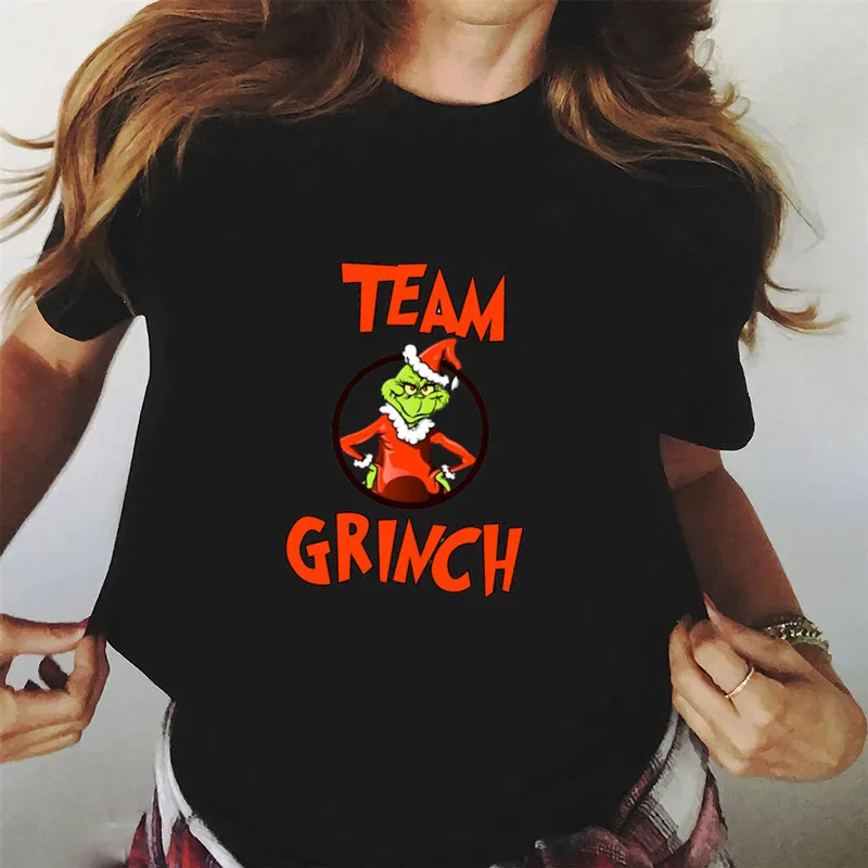 

Grinch Funny T-shirt Women's Grinch Letter T-shirt Women's Harajuku Print White T-shirt Christmas Clothes Print Black T-shirt