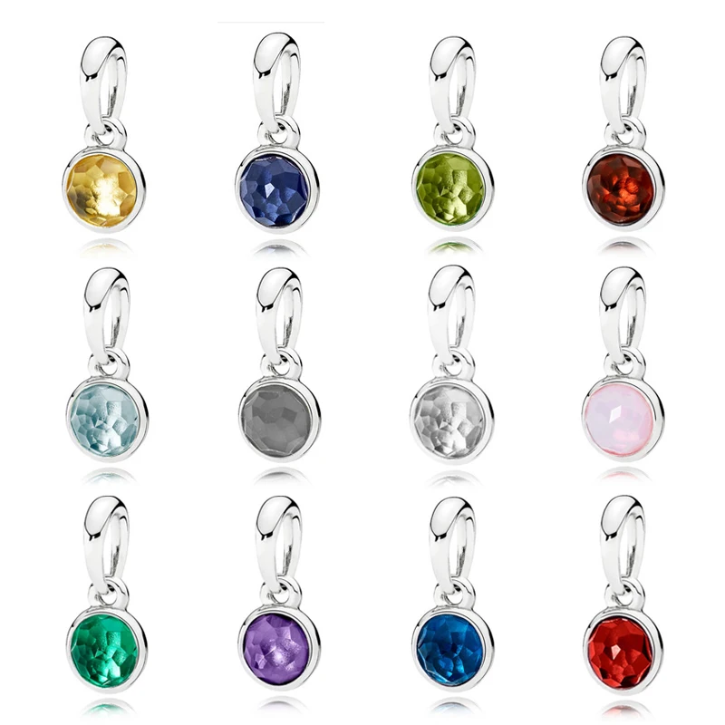 

NEW 100% 925 Sterling Silver Pendant For Women 12 Months Multicolor Charm Beads Collocation Bracelet DIY Necklace wholesale